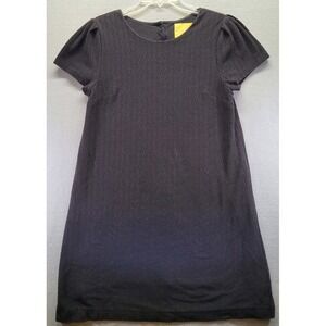 antropologie Maeve Women Shift Dress Black Textured Stretch Cap Sleeve Lined Med